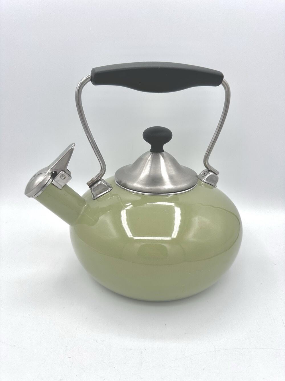 Chantal Enamel Whistling Tea Kettle - Avocado Green Sage 1.7qt